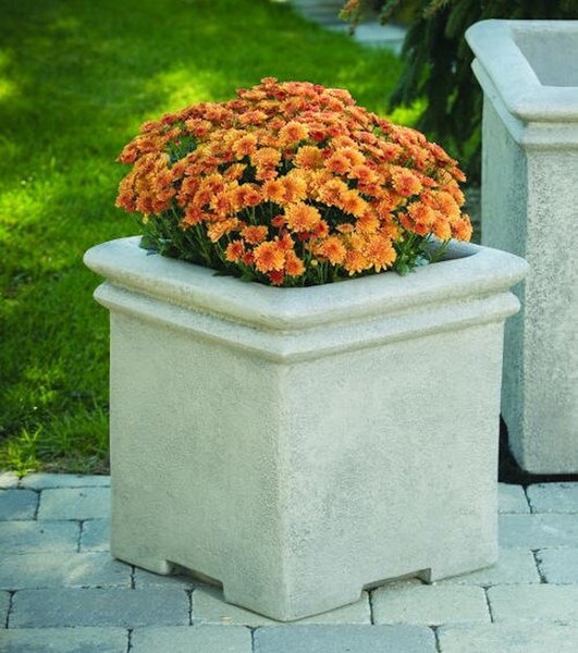 Commercial Double Rim Square Box Planter Decorative Statuary Massarelli